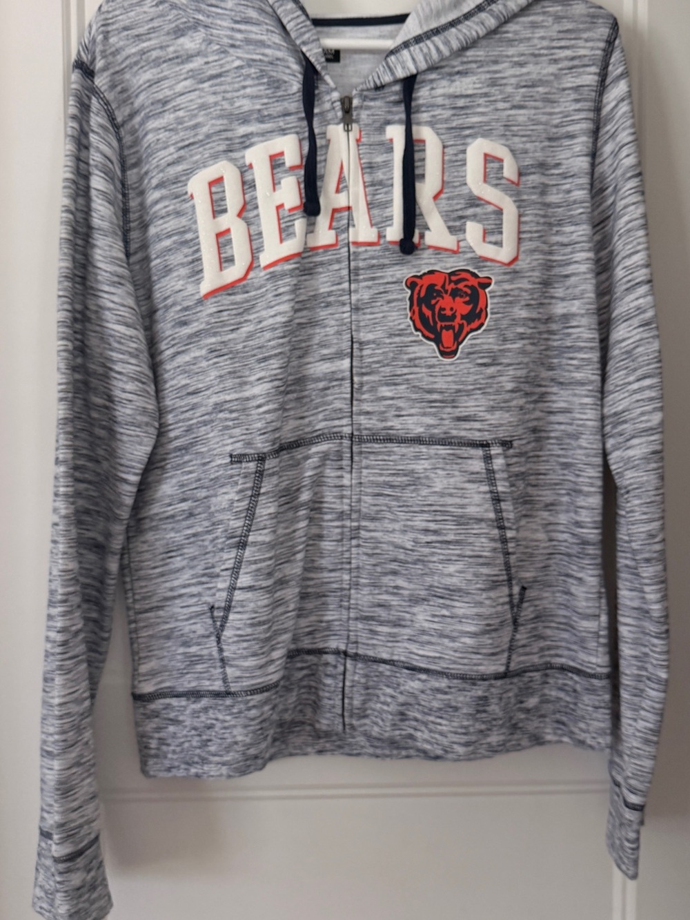 NFL Heather Gray Bears Full-Zip Hoodie with Navy & Orange Accents